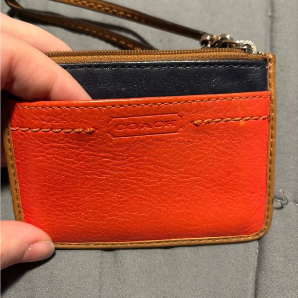 COACH Red and Navy Leather Skinny ID Wristlet - Picture 5 of 5